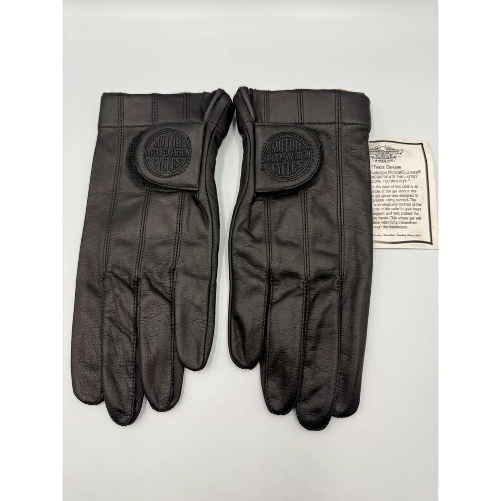 Harley Davidson Black Leather Gel Palm‎ Motorcycle Riding Gloves Small CA 03402